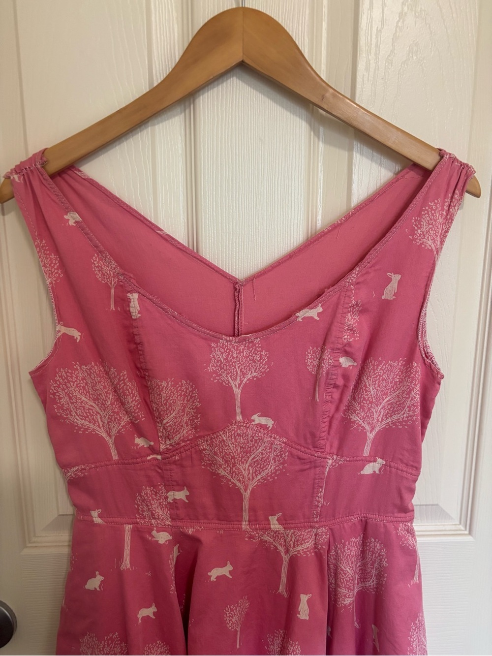 Vintage 1950s style Woodland Rabbit Print Dress XS/S | Fit & Flare - Picture 4 of 7